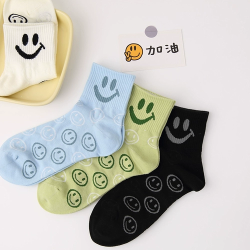 Ник носки, полные смайлика, короткие женские носки весной и летом, маленькие свежие и дикие носки для трендов корейские стандартные носки Tide