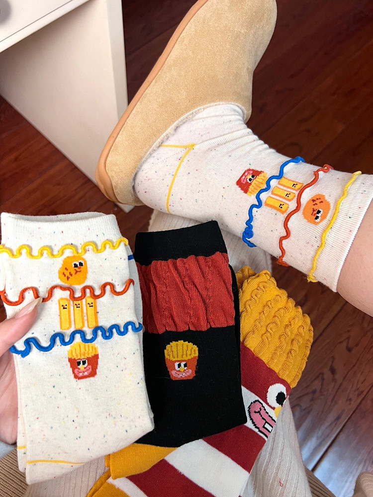 ARE YOU SURE YOU DONT WANT TO JOIN MAIMEN  FRIES BURGER PATTERN THREE-DIMENSIONAL CUTE PIP YARN CREATIVE PILE CARTOON