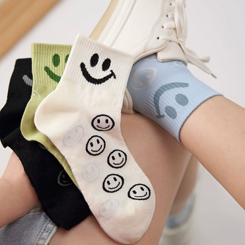 Ник носки, полные смайлика, короткие женские носки весной и летом, маленькие свежие и дикие носки для трендов корейские стандартные носки Tide
