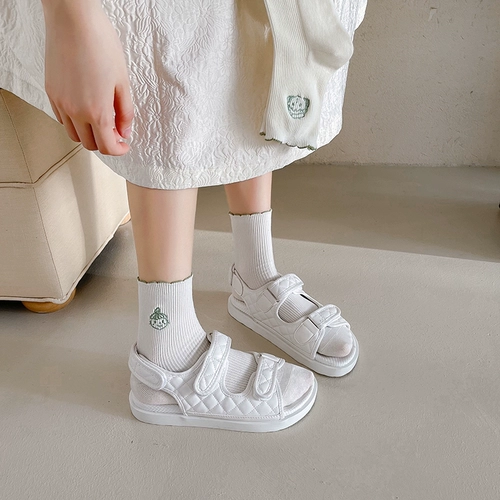 Ник носки зеленый деревянный дизайн вышивки белые женские весна и лето плавное плохое среднее среднее значение милый