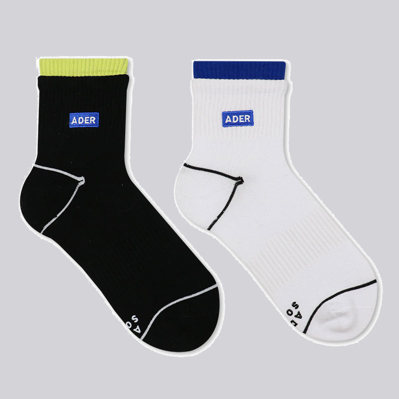 Nick Socks double-mouth blue and white socks ADER ERROR socks women's summer tide socks solid color street cotton socks