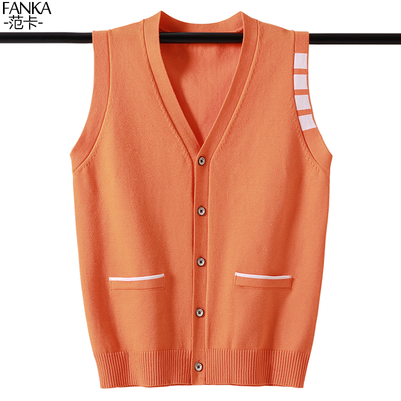 Unisex Student Knitted Cardigan Vest, Youth Wool Vest, Men's V-Neck Sleeveless Sweater, Sleeveless Jacket