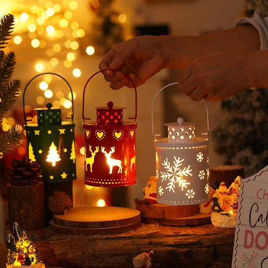 Christmas candle light led small lantern wind lantern electronic candle Nordic style creative holiday decorations