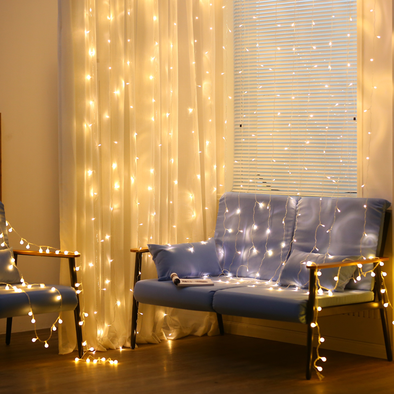 newsoo Curtain light LED star light Lantern Flash light String starry room decoration Girl heart waterfall light