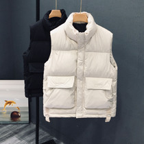 Bread clothing vest mens autumn and winter sleeveless down jacket lightweight warm cotton vest thick vest jacket tide