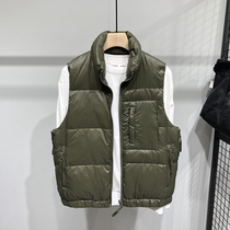Winter sleeveless vest down vest male youth casual solid color stand-up collar multi-pocket white duck down vest trendy