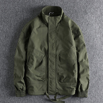 Simple stand collar casual tooling jacket mens personality big pocket trend autumn and winter all-match youth loose coat