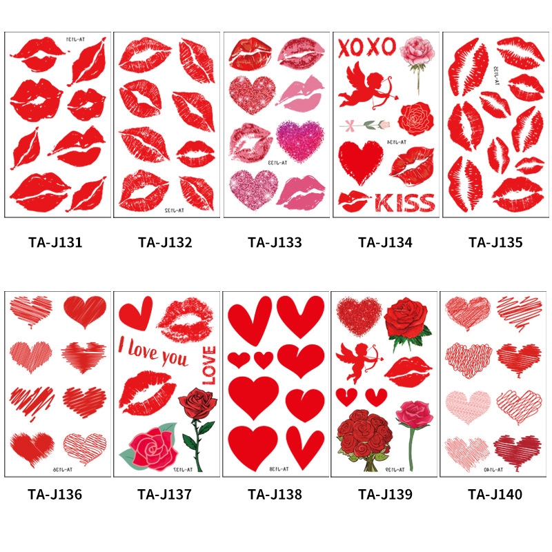 Valentine's Day Heart Red Lips Tattoo Stickers Chinese Valentine's Day Date Couple Confession Temporary Tattoo Stickers Sexy Heart Red Lips Valentine's Day Heart Red Lips Tattoo Stickers Chinese Valentine's Day Date Couple Confession Temporary Tattoo Stickers Sexy Heart Red Lips