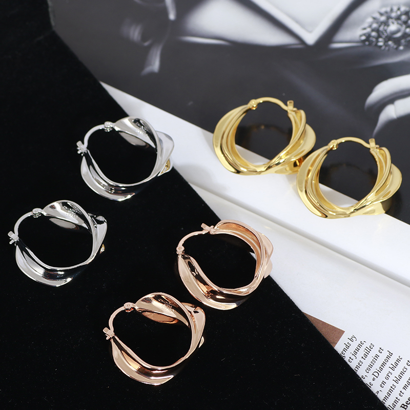 European and American ins niche design fashion atmosphere classic earrings female metal texture personality Hong Kong style earrings earrings