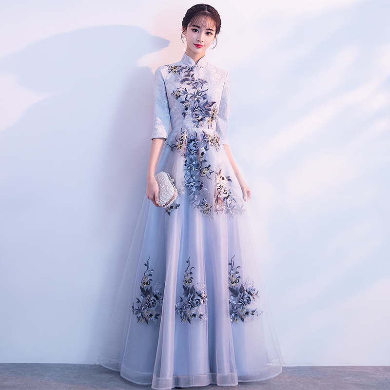 Evening Dress 2026 New Style Banquet Host Chinese Style Cheongsam Chinese-Style Reception Etiquette Annual Meeting Performance Art Exam