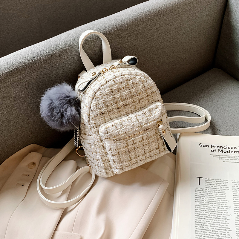 Mini Backpack for Women 2026 New Korean Style Fashionable Casual Multi-Purpose ins Super Popular Woolen High-End Backpack