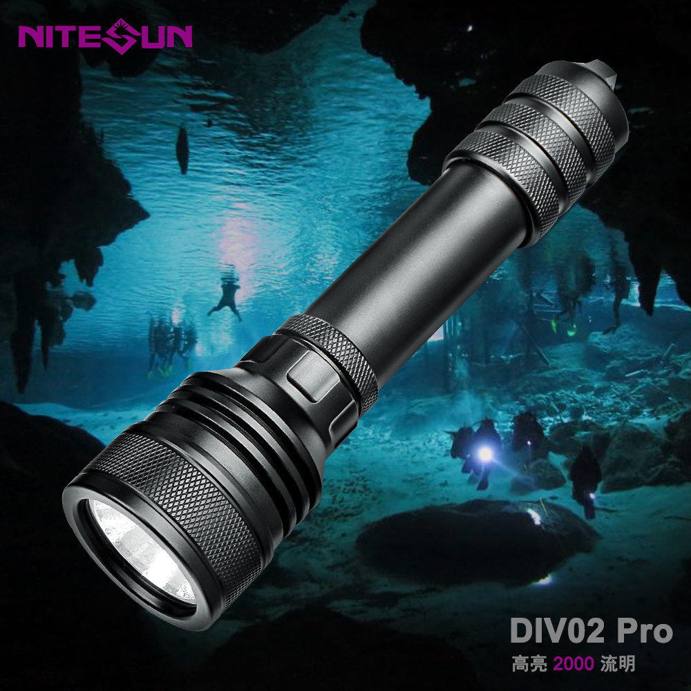 Luminous Nitesun Div02pro LED spotlight diving flashlight 2000 lumens deep dive 150 meters waterproof