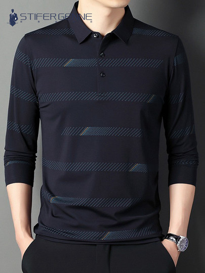 Stifer Genne Striped Long-Sleeved T-Shirt for Men, Spring and Autum 2025 New Classy Casual Men's Polo Shirt