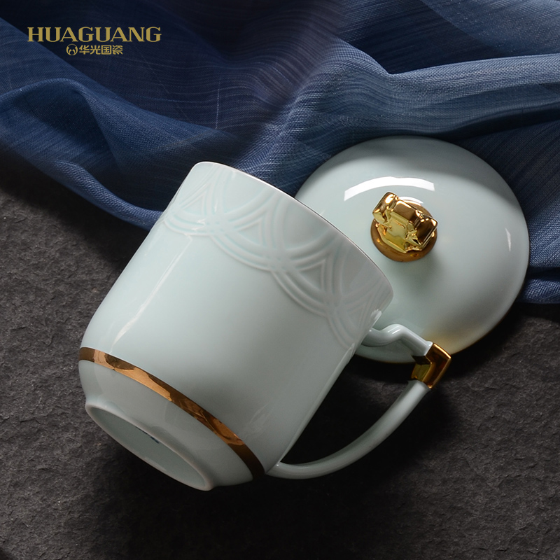 Uh guano ceramic cups ceramic tea cup lid with cover working meeting of high - grade gift business elders