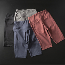 Running fitness pants womens autumn shorts Stretch tight yoga quick-drying belly peach hips high waist sports pants five points