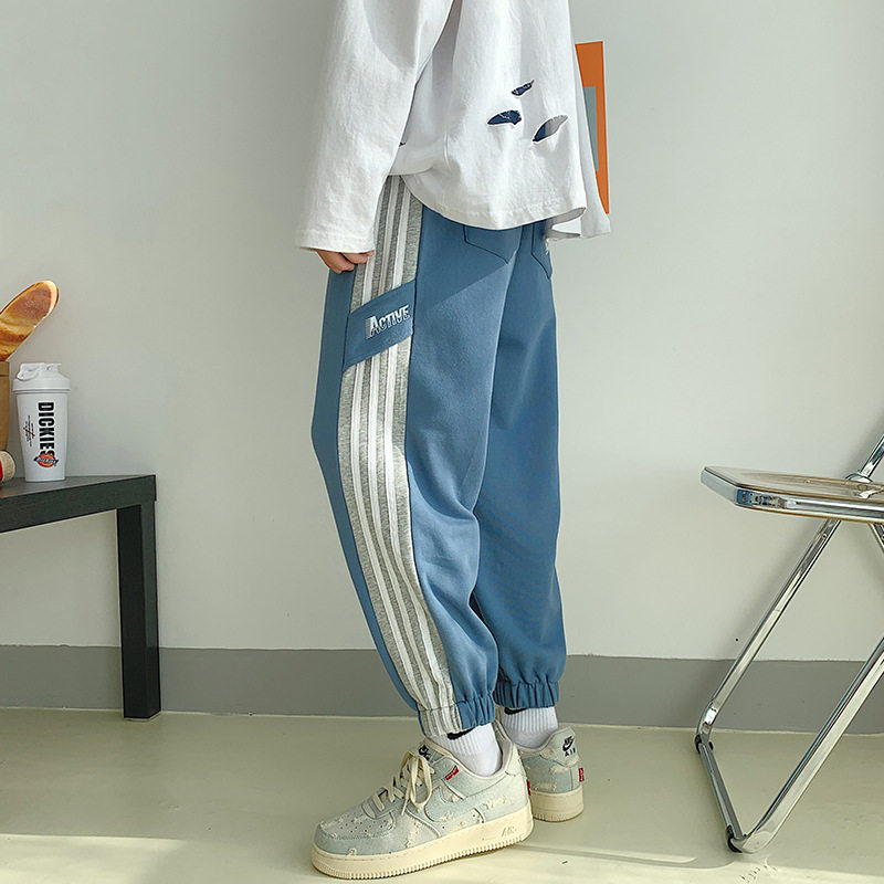 Spring / Summer 2020 New product Loose sweatpants Perth people close up drawstring pants Men's neutral couple striped casual trousers