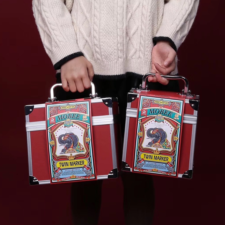 mobee Mike pen suit Fine arts students special oily double head cartoon design hand-painted colorful pen brush gift box