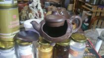 Zisha teapot repair with cover repair repair curium copper nail silver nail inlay bag inlaid with gold and silver mash manual repair purple sand