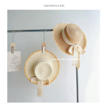 Beach photo hat raffia childrens princess hat summer 2024 new sunshade beach hat bow straw hat