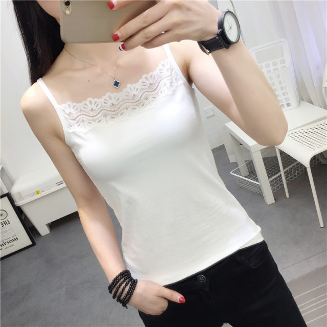 Pure cotton camisole women's inner wear 2024 new lace top suit bottoming shirt white knitted underwear summer