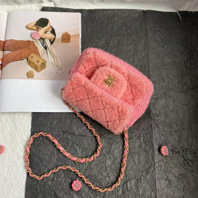 【Скачать】 Chanel/Chanel Show Pink Wool Square Fat Man Один плечевой сумка поперечного тела