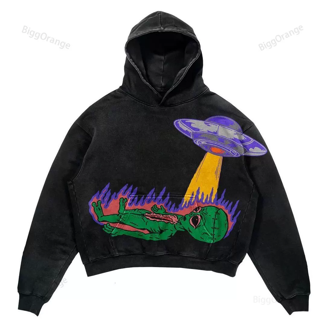 Худи с панк-принтом ХАРАБУКУ FASHION OVERSIZE HOODIE HIP-HOP