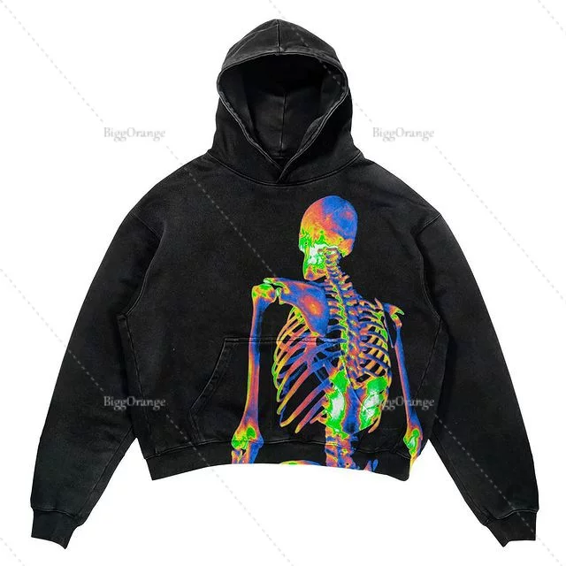 Худи с панк-принтом ХАРАБУКУ FASHION OVERSIZE HOODIE HIP-HOP