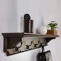 American retro wall rack with hook loose wood shelf wall-hanging bookshelf hanging clothes hanger creative wall decorative shelf