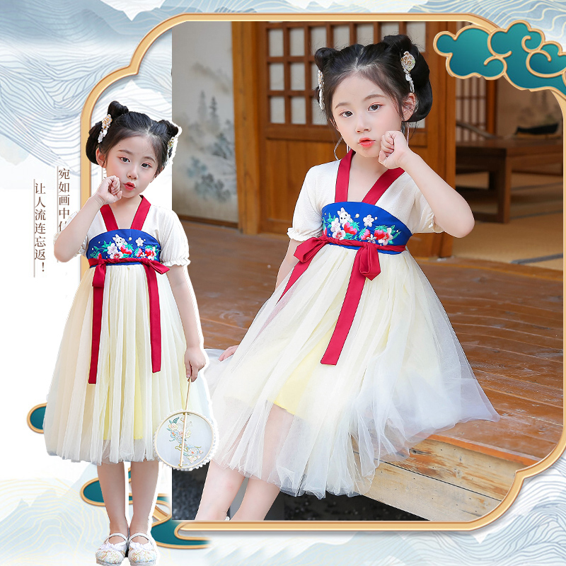 Girl's Handwear Dress Children Princess Dress Summer Dress Foreign Air China Wind Super Fairy Qipao Dress Graduation Season-Taobao