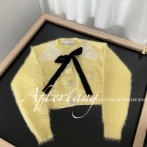 2021 new autumn butterfly knot round collar knit cardiatshirt