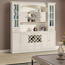 Wine cabinet Large size European dining side cabinet White one-piece wall storage cabinet American living room display cabinet