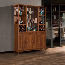 Solid wood wine cabinet Large capacity Chinese dining side cabinet Multi-function integrated wall storage storage cabinet Room cabinet Household