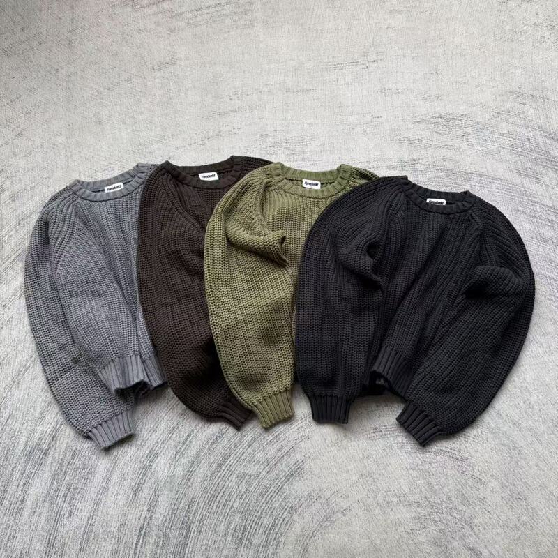 Fyredwrld Comfortable, Breathable, Stretchy Coarse-Knit Sweater with Three-Needle Stitching Fyredwrld Comfortable, Breathable, Stretchy Coarse-Knit Sweater with Three-Needle Stitching