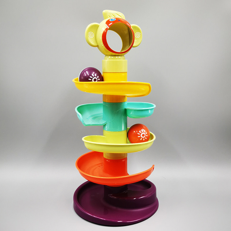 0-1-2-3-year-old baby puzzle fun early education Stacked music Turn music Track ball toy rolling ball Sliding ball tower