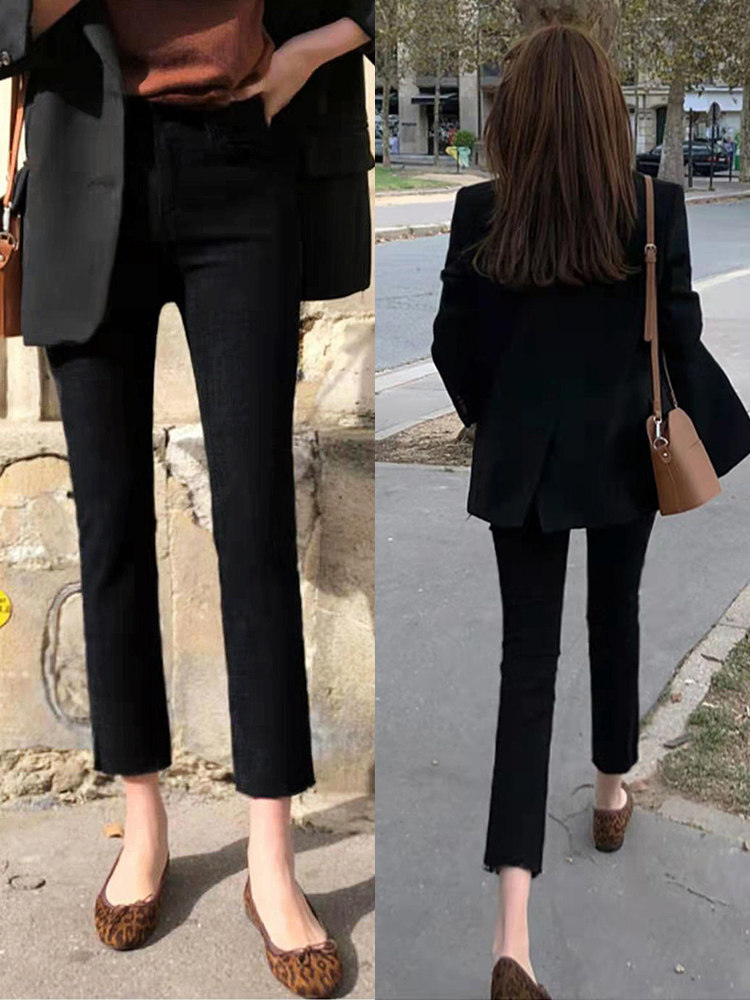 Smoke Tubes Pants Straight Barrel Jeans Woman 90% Pants High Waist 2022 Spring Dress New slim stretch 80% loose pants