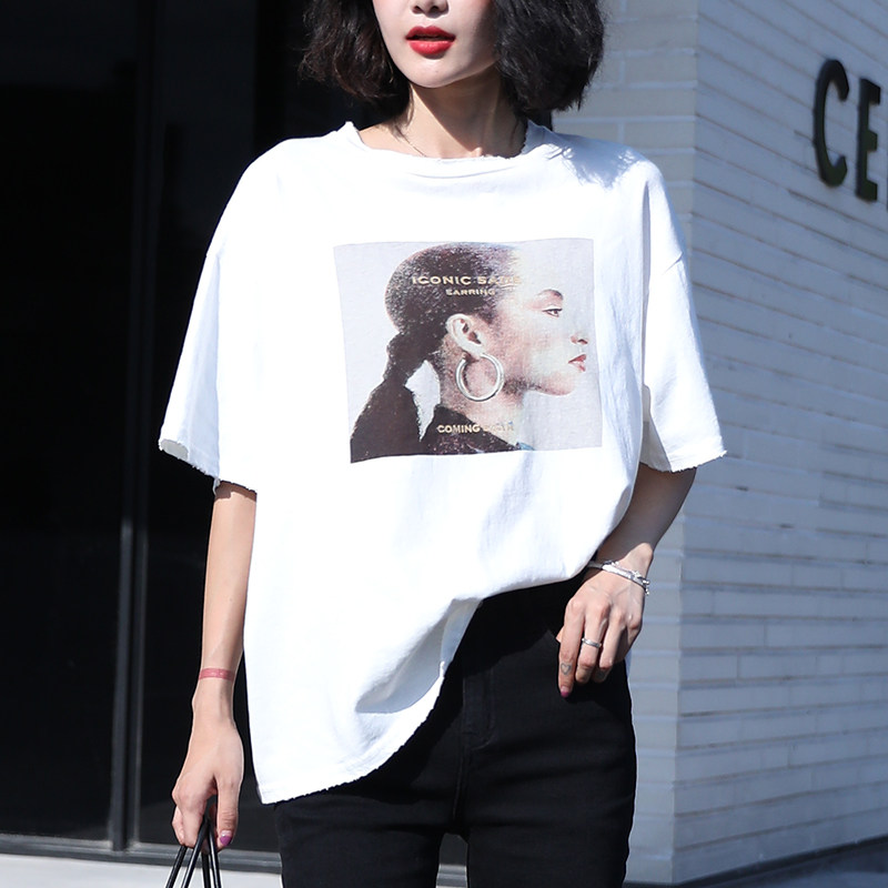 2020 summer new cotton white t-shirt women's short-sleeved loose wild T-shirt half-sleeve thin top ins tide