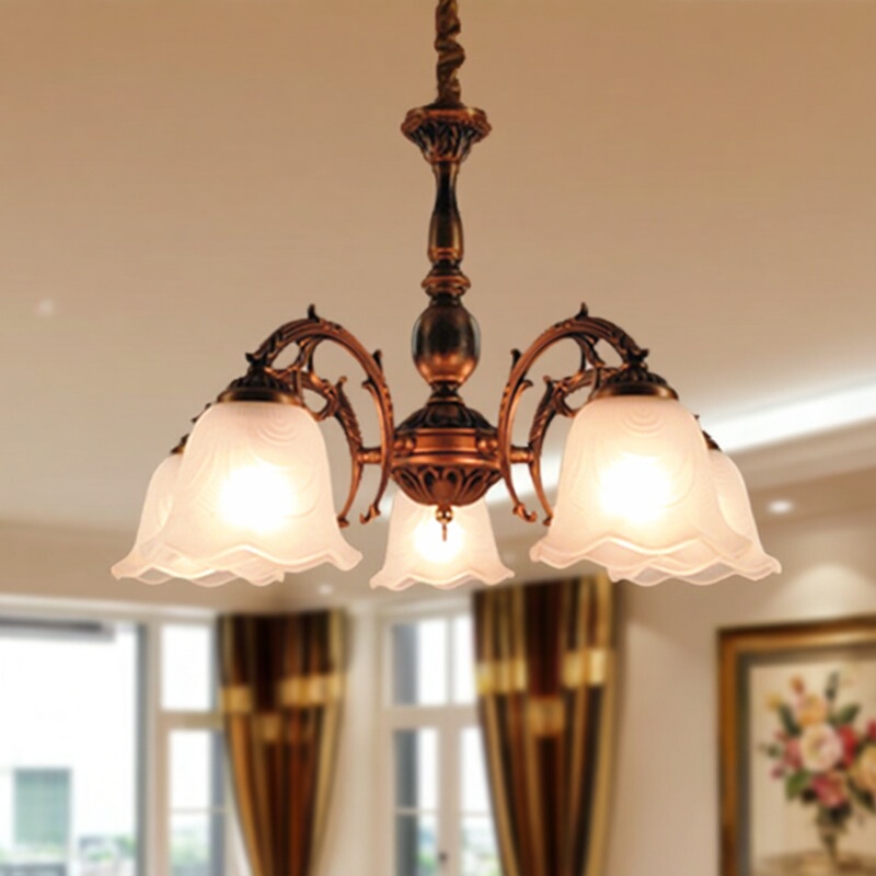 European-Style Wrought Iron Red Bronze Vintage Distressed Living Room Dining Room Bedroom Hallway Staircase Simple Chandelier European-Style Wrought Iron Red Bronze Vintage Distressed Living Room Dining Room Bedroom Hallway Staircase Simple Chandelier