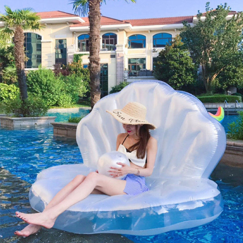 Shell floating row floating bed Water inflatable mount recliner Adult swimming circle Adult women's net Red Beach wedding photography