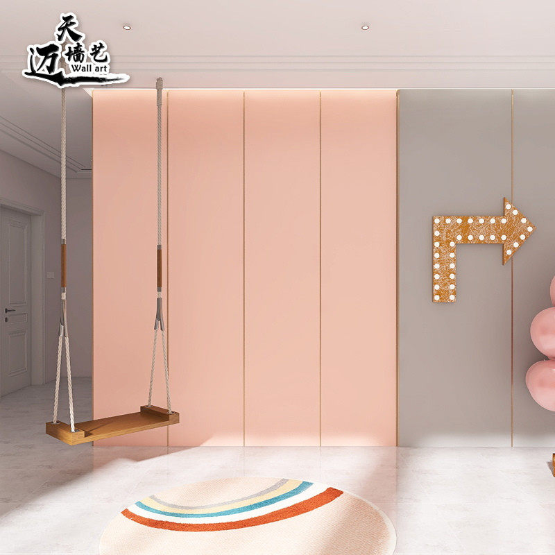 Pink Wall Panel children's room Bedrooms environmentally friendly bamboo and wood fiber integrated wall panels Hotel folk Accessories Shop Buttoned board