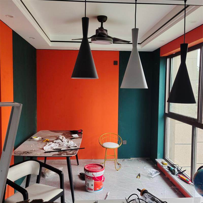 Light luxury green integrated wall panel western restaurant clothing store bedroom solid color bamboo and wood fiber siding orange gusset