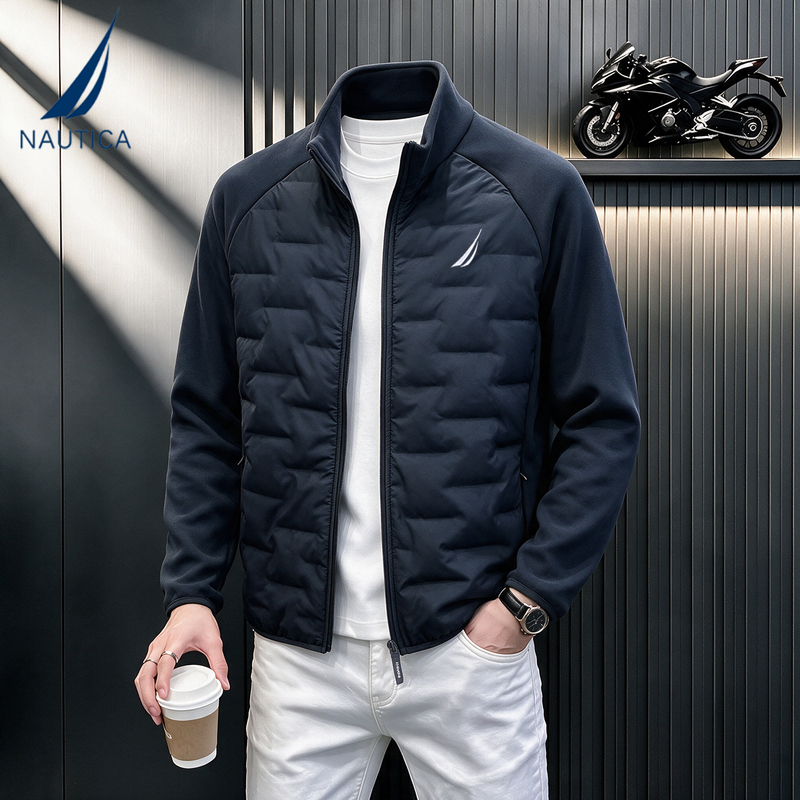Nautica/Notica 26 Autumn New Stand Collar Patchwork Wool Jacket Men's Simple Warm Cotton Coat Nautica/Notica 26 Autumn New Stand Collar Patchwork Wool Jacket Men's Simple Warm Cotton Coat