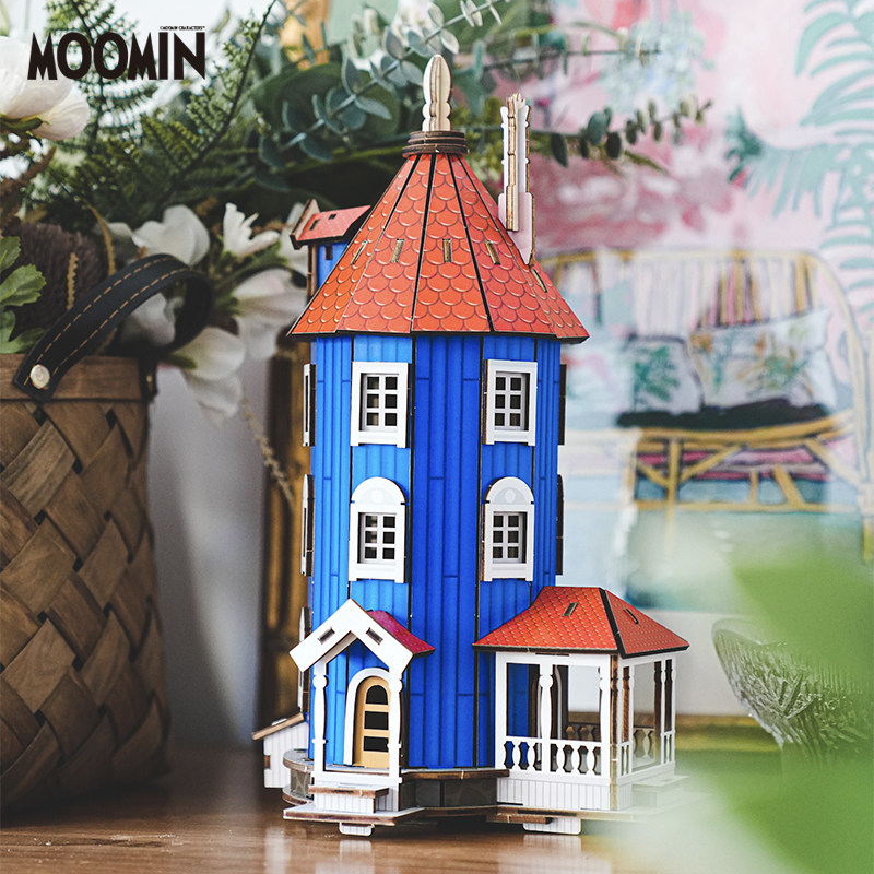 Finnish Münmin Moomin house DIY handmade wooden assembled model Night light pendulum piece Ornament Light Gift Toy