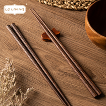 Thailand imported lcliving wooden chopsticks set Japanese solid wood adult non-slip pointed household chopsticks octagonal chopsticks