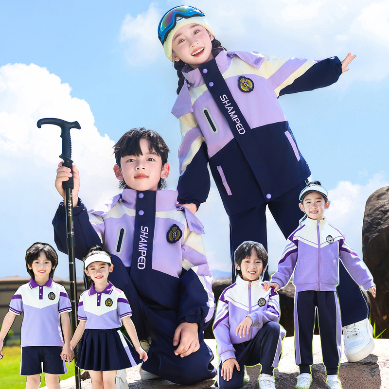 Kindergarten Uniforms, Primary School Uniforms, School Uniforms, Spring, Autumn, and Winter Children's Sports Meet Summer Short-Sleeved Windbreaker Sets