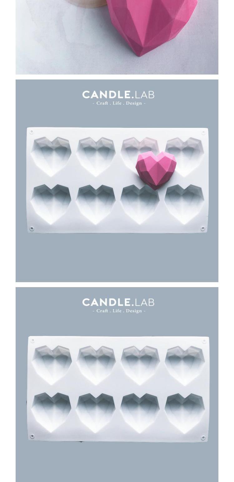 CANDLE.LAB | Diamond Love Eight Connected DIY Hương liệu thạch cao Nến mở rộng Hương thơm Handmade Silicone Khuôn 01 khuôn bánh khọt
