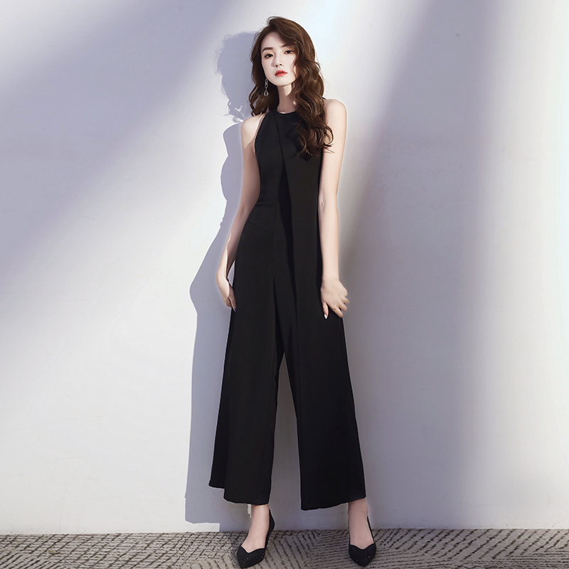 Evening Dress for Women, Elegant and Luxurious, Niche High-End Women's Clothing, Black Jumpsuit for Evening Events, Evening Wear Jumpsuit