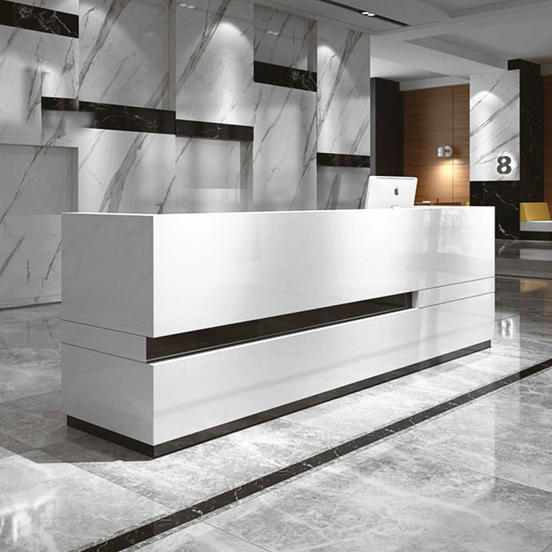 Office Yingying Desk Baking Lacquer Front Desk Brief Reception Desk Collection Silver Desk Custom Consultation Desk Bar Table