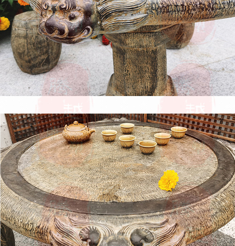 天然石桌石凳庭院花园青石家用桌子户外一套新中式别墅仿古茶台-阿里巴巴