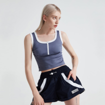 TIFFAFit TIFFA Fit Summer purple gray blue U-neck zipper tight Stretch short vest (no chest pad)