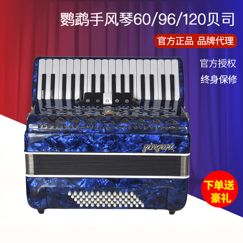 Parrot bayan accordion 120 bass 96 60 bass three four rows of spring beginner beginners Adult playing violin